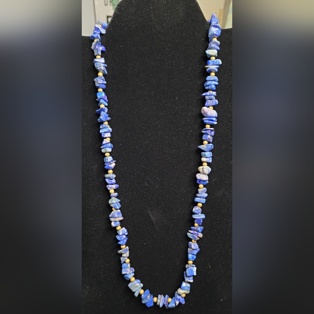 Vintage Lapis Lazuli Chip Stone Necklace